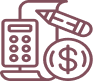 pictogram d'une calculatrice et de l'argent